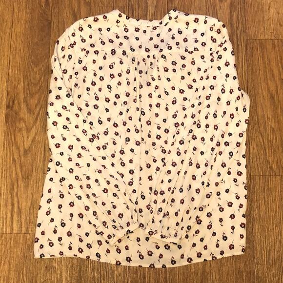 Banana Republic Cream Floral Long Sleeve Button Front Blouse Size Small - Picture 2 of 9